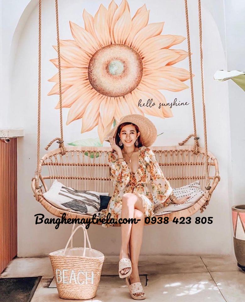 Ghế xích đu đôi mây tự nhiên treo trần nhà